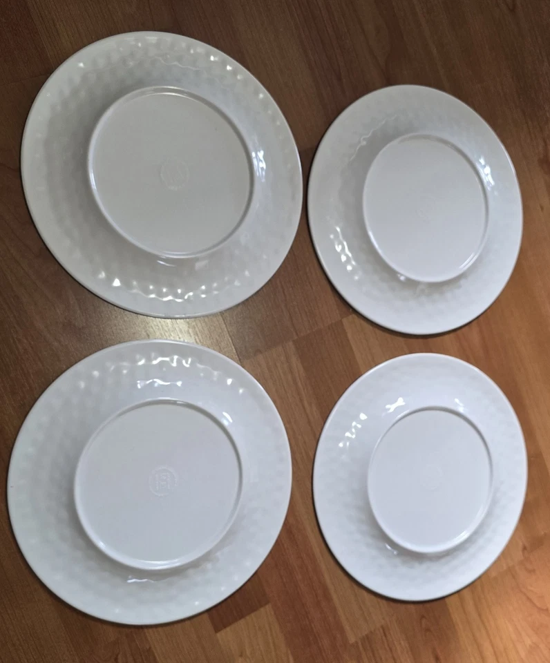 Juego de 4 platos de cena de melamina azul craquelada de 11" rústica granja cottagecore Foto 3 de 4