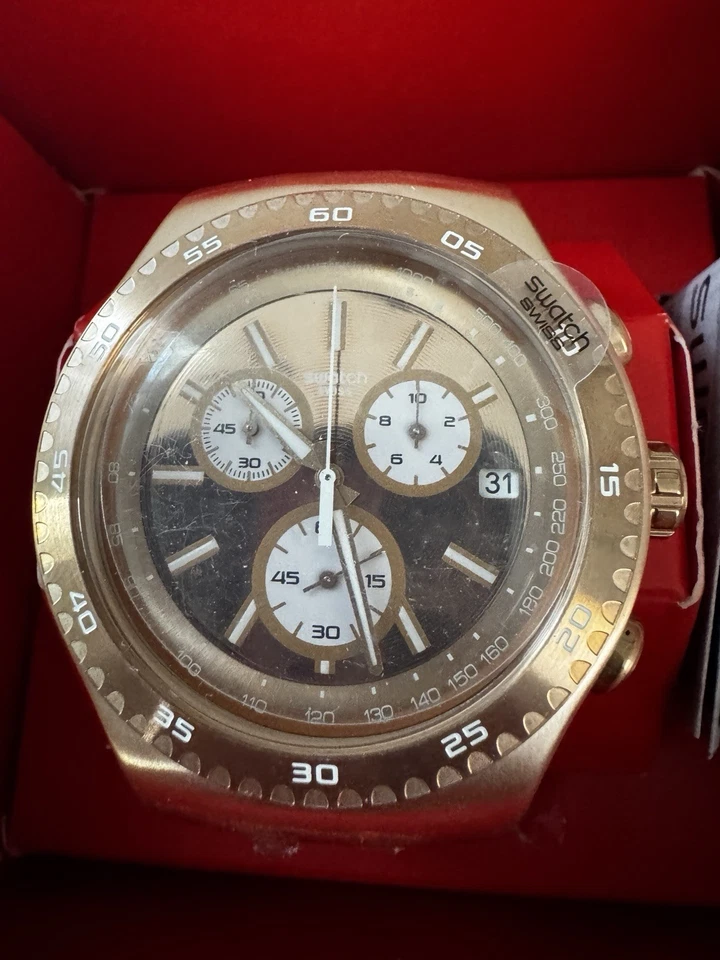 Swatch Irony ROSALONA 47mm Rose Gold The Chrono Chronograph Swiss watch YOG408G - Image 3 of 4