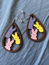 Easter Spring Peeps Bunnies Tear Drop shaped Earrings
