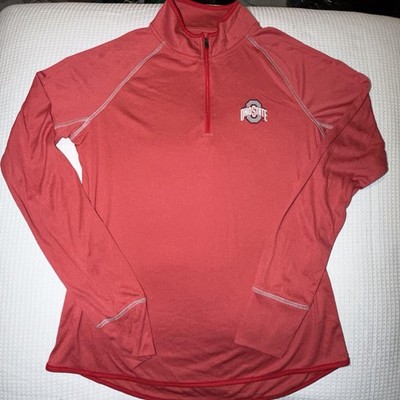 Colosseum Women Long Sleeve Shirt QTR Zip Red Ohio State Size Medium