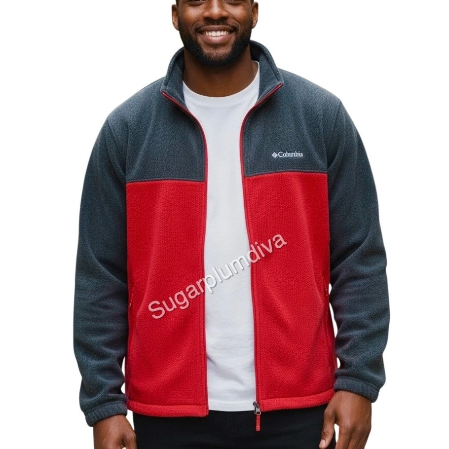 Columbia Steen Mountain Red Grey Zip Up Fleece Jacket XL Gorpcore Outdoor