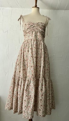 MABLE Women s Dress L Floral Elastic Back Prairie Tiered Cottage Self Bra Lined