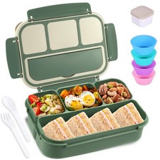 Bento Box Lunch Container for Kids with 4 Compartments, Utensils, 40 Oz Green