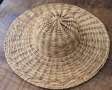 LARGE BRIM STRAW DOLLS BONNET 9.5 INCH HEAD