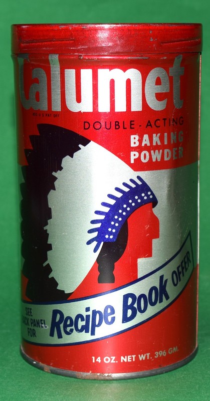 CALUMET BAKING POWDER Tin c. 1960s Vintage Retro Indian Design