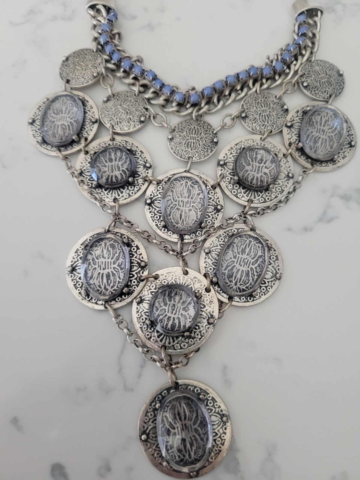 Chico's Silvertone Bold Statement Necklace EUC - image 2