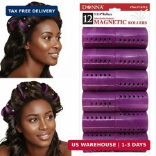 DONNA Rollers 1.75" - 12-Pack Plastic Hair Rollers for Heatless Styling, Large S