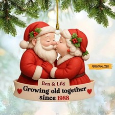 Growing Old Together With Santa and Mrs. Claus, Personalized Custom Acrylic 2025