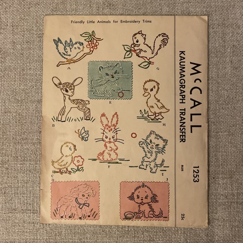 1946 McCall's Kaumagraph Transfer Pattern #1253 Friendly Little Animals