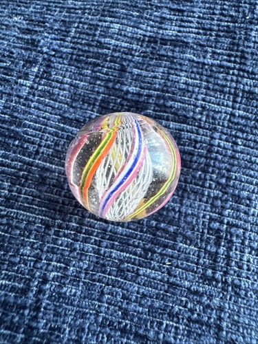 Antique Glass Twist Marbles with Pontil Marks Latticino Swirls Ribbon 17-20mm - Picture 7 of 24