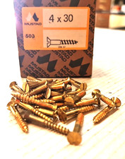 Vite per Legno a Spacco Italiano Testa Piana in OTTONE mm. 4x30 Pz. 500 MUSTAD