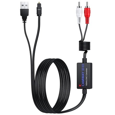 Optical to RCA Audio Converter 5.7FT Cable 192kHz SPDIF DAC Adapter for TV,DVD