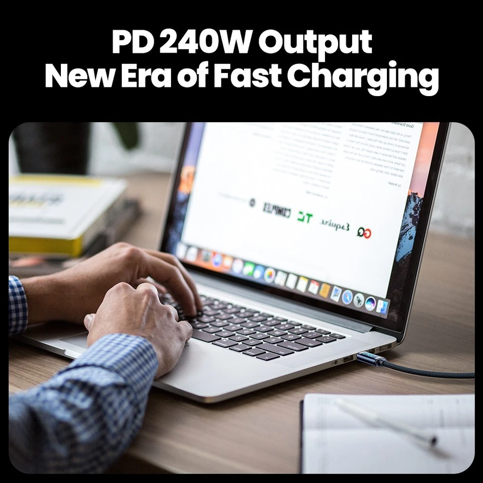 Cable de carga súper rápida PD 240W 5A USB-C a USB-C - Pantalla de alimentación LED Foto 3 de 4