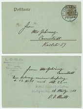 91537 - Ganzsache P 77 - Postkarte - Stuttgart 16.3.1910 nach Cannstatt