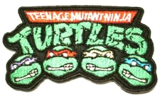 TMNT Group Black Heads 2.75" Tall X 4.5" Wide Embroidered Iron-on Patch