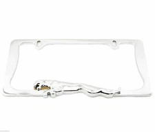 Jaguar Panther Smooth Finish Chrome Metal License Plate Frame
