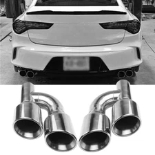 2.5" In Quad 4" Out H Type Dual Wall Exhaust Tips Tail Pipes For Acura TL 04-14