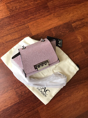NWT ZAC Zac Posen Eartha Mini Chain Leather Crossbody Glitter Handbag