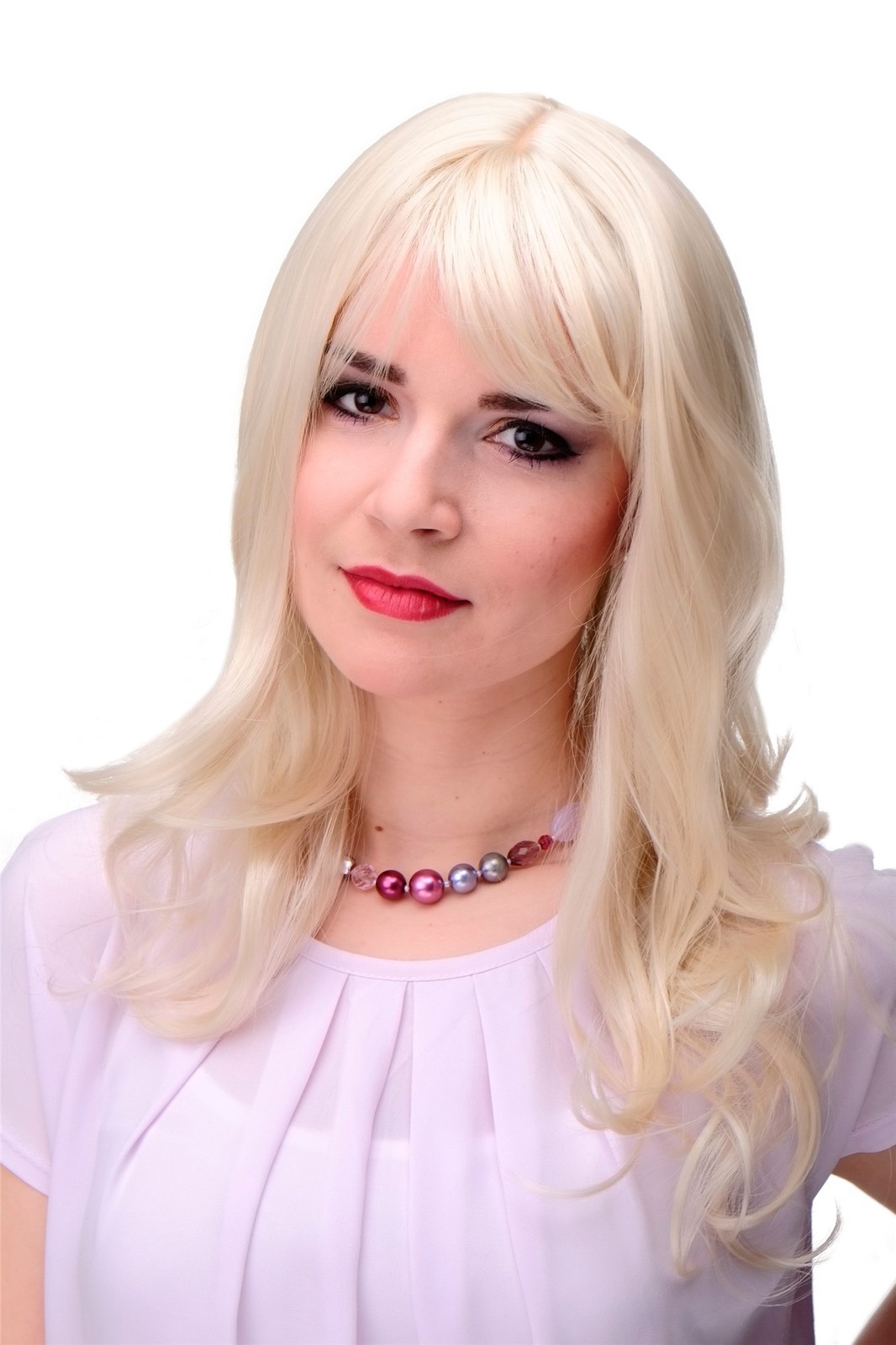 Elegant Blonde Mix Wavy Fringe Wig for Women 55cm Style 3001-303/220