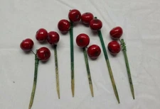 Vintage Christmas Red Sprig Stem Berry Pick Holly Spray Tree Decoration Ornament