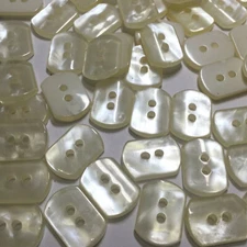 "Rounded Rectangle" Shape Poly Pearl Shell Button 5/8" x 1/2" 2hole