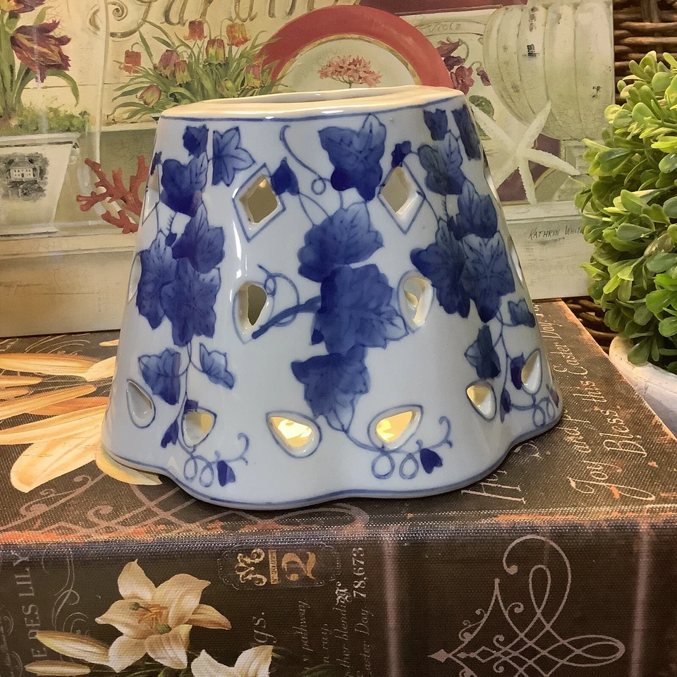 Blue & White~Floral Pattern~Candle Topper~2” Bottom Opening~FREE SHIPPING~ - Image 4 of 4