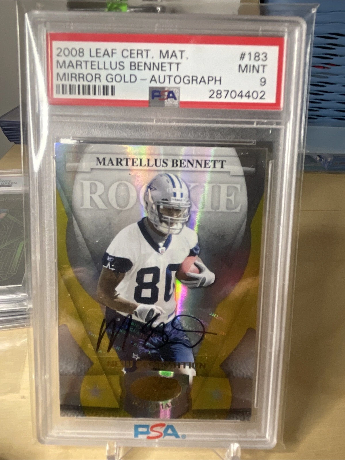 Martellus Bennett Leaf Certified Materials #183 Mirror Gold-Autograph