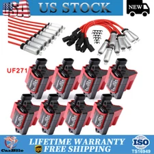 8 Pack Square Ignition Coil & Spark Plug Wires For Chevy GMC 4.8L 5.3L 6.0L 8.1L
