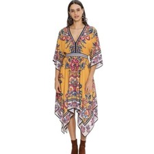 Flying Tomato Floral Kimono Sleeves Handkerchief Dress Medium
