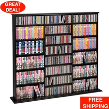 Wall Shelf Multi Media Storage Cabinet CD DVD Movie Organizer 51" Office Black