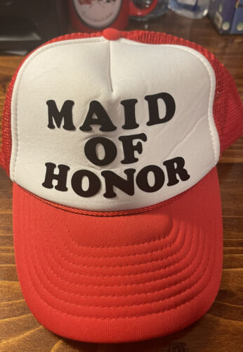 Vintage Red “Maid Of Honor” 80’s Trucker Snap Back Hat Cap Very unique (MS) - Picture 1 of 7