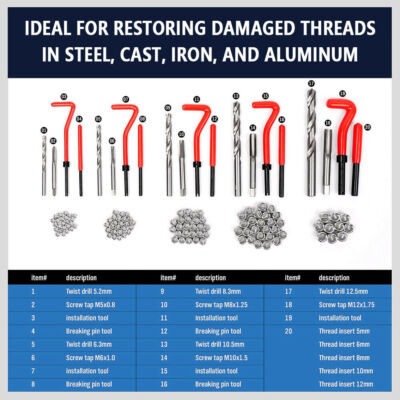 SQLMLZ 131-Piece Metric Helicoil Thread Repair Kit In M5 M6 - Foto 7