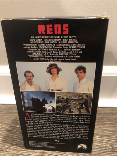 Reds (VHS, 1989, 2-Tape Set) Warren Beatty, Diane Keaton, Jack Nicholson~Tested - Picture 3 of 4