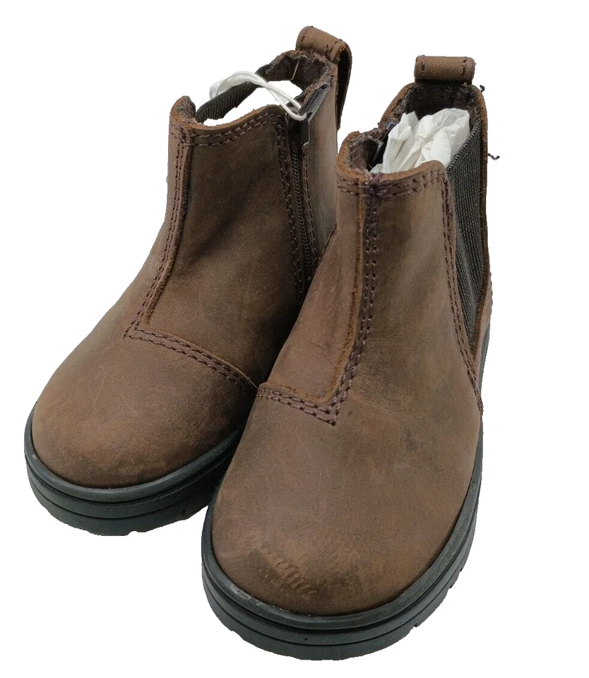  Nuevos Botines Zara Bebé Cuero Marrón Talla 4.5 EU 20 Cierre Cremallera Panel Elástico Foto 3 de 4