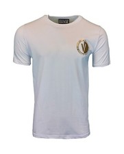 Versace Jeans Couture Mens T-Shirt  White Gold Foil Chest Logo Size S M L XL XXL