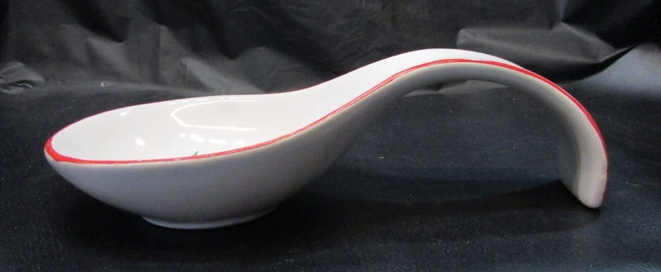 Reposacuchara de cocina vintage de porcelana blanca tomate seco rojo de 9" de largo de los años 90 Foto 3 de 4