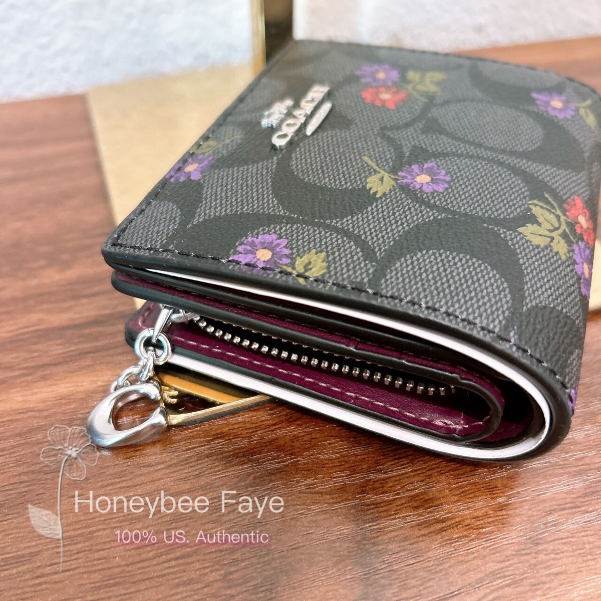 NWT Coach Snap Wallet In Signature Canvas With Country
