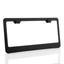 Powder Coated Matte Black Stainless Steel License Plate Frame W Screw Caps