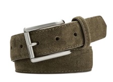 $198 Peter Millar Size 42 Collection Made in USA Excursionist Suede Belt Olive
