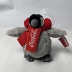 Vintage Coca-Cola Extra  Grey Penguin Plush With Scarf And Earmuffs 8”x6” NWT