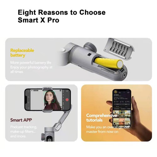 AOCHUAN Smart X Pro Gimbal Stabilizer Phone Selfie Stick for iPhone Smartphones - Picture 4 of 9