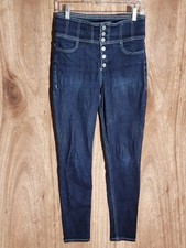 express jeans womens size 6 ankle legging stretch buttonfly high rise blue