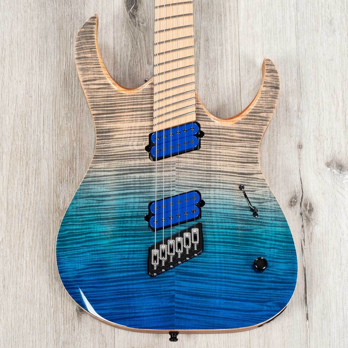 ギター MAYONES Duvell Elite 6 Mayones Duvell Elite VF 6 Multi-Scale Guitar, Trans Jeans