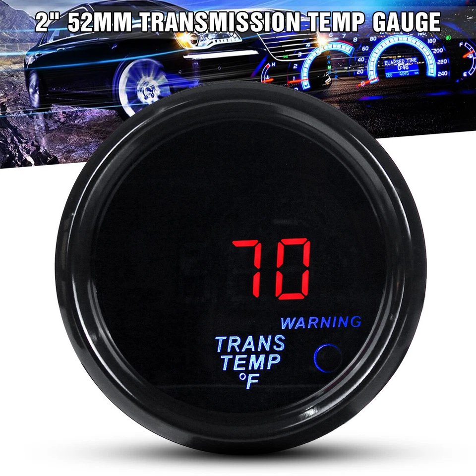 2" Universal Trans Temperature Gauge Digital LED Meter 1/8 NPT Sensor Fahrenheit Foto 3 de 4