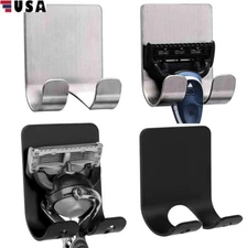 2Pcs Stainless Steel Razor Holder Set Adhesive Wall-Mounted Hooks for Razor USA