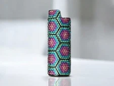 Hexigon Rhinestone Metal Shell Lighter Case Cover Fits Bic Lighters