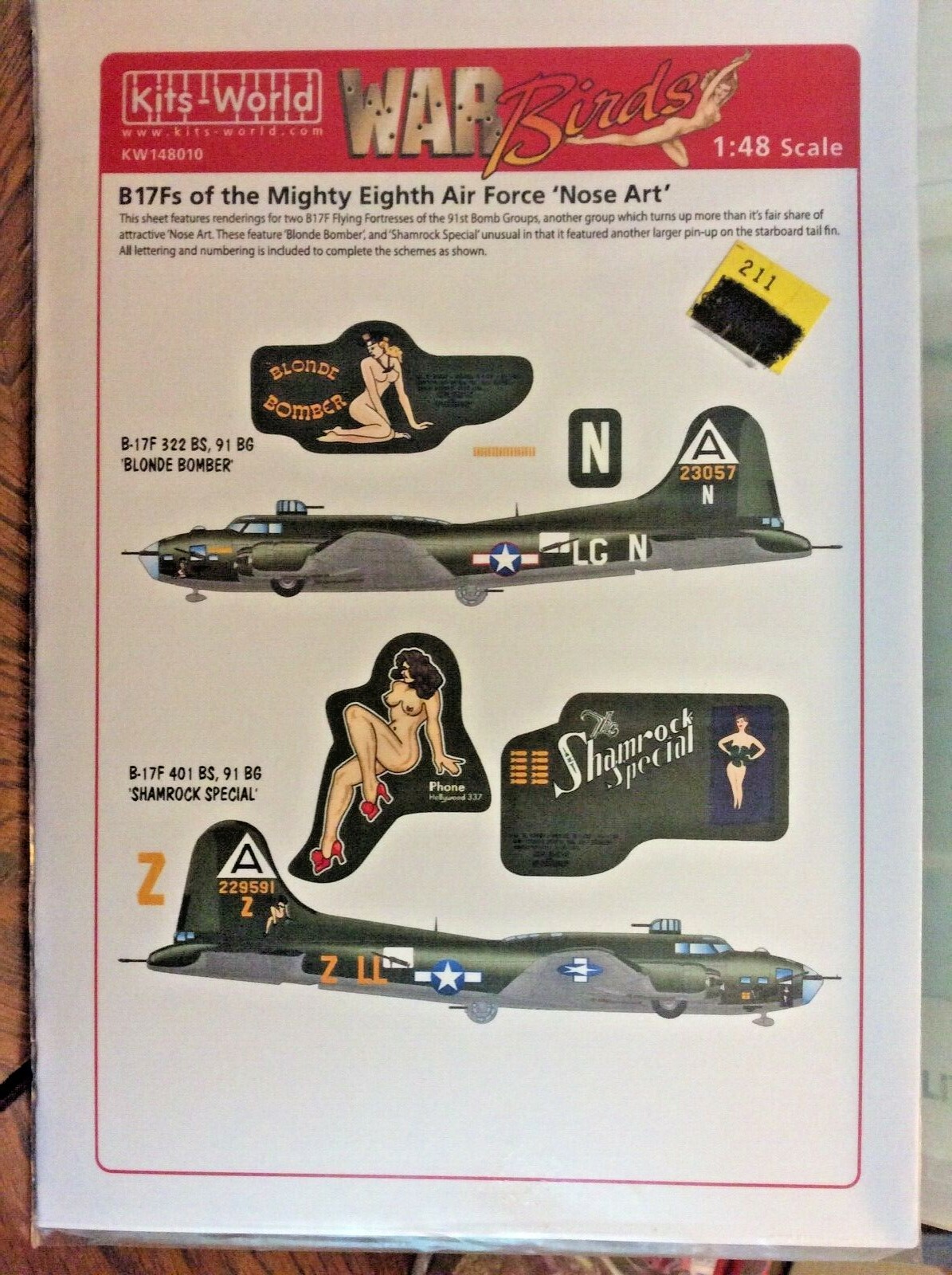 Kits World Decals KW148010 1/48 B17Fs of the Mighty Eighth Air Force