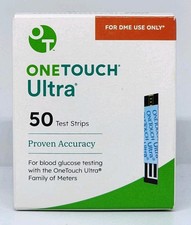 One Touch Ultra Diabetic Blood Glucose Test Strips 50 Count New Exp. 08/31/2026