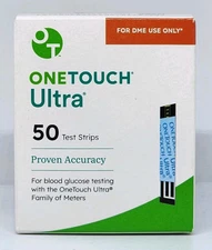 One Touch Ultra Diabetic Blood Glucose Test Strips 50 Count New Exp. 11/30/2025