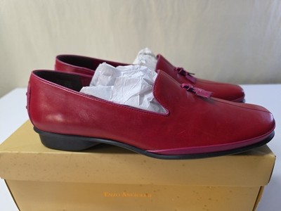VTG Enzo Angiolini Mozart Red Pink Leather Loafers Slip On Women's Size 8 NIB